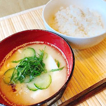 あじの冷や汁と麦ごはん