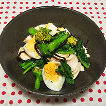 菜花と蒸し鶏の塩昆布和え