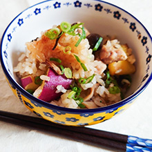 さつまいもと鶏肉の炊き込みご飯