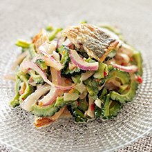 ゴーヤと鰺のチリマヨ和え